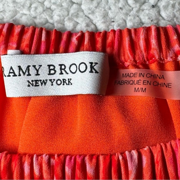 RAMY BROOK Printed Sicily Blouse Paisley Floral Orange Off Shoulder M - Picture 8 of 9